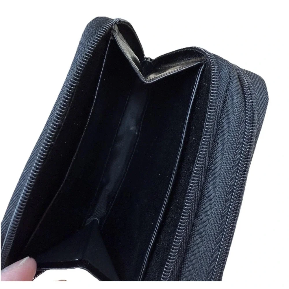 Samsonite Leather Accordion Card Holder Wallet Zip Around Organizer Black
